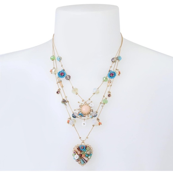 New Betsey Johnson layered heart necklace - Picture 2 of 2